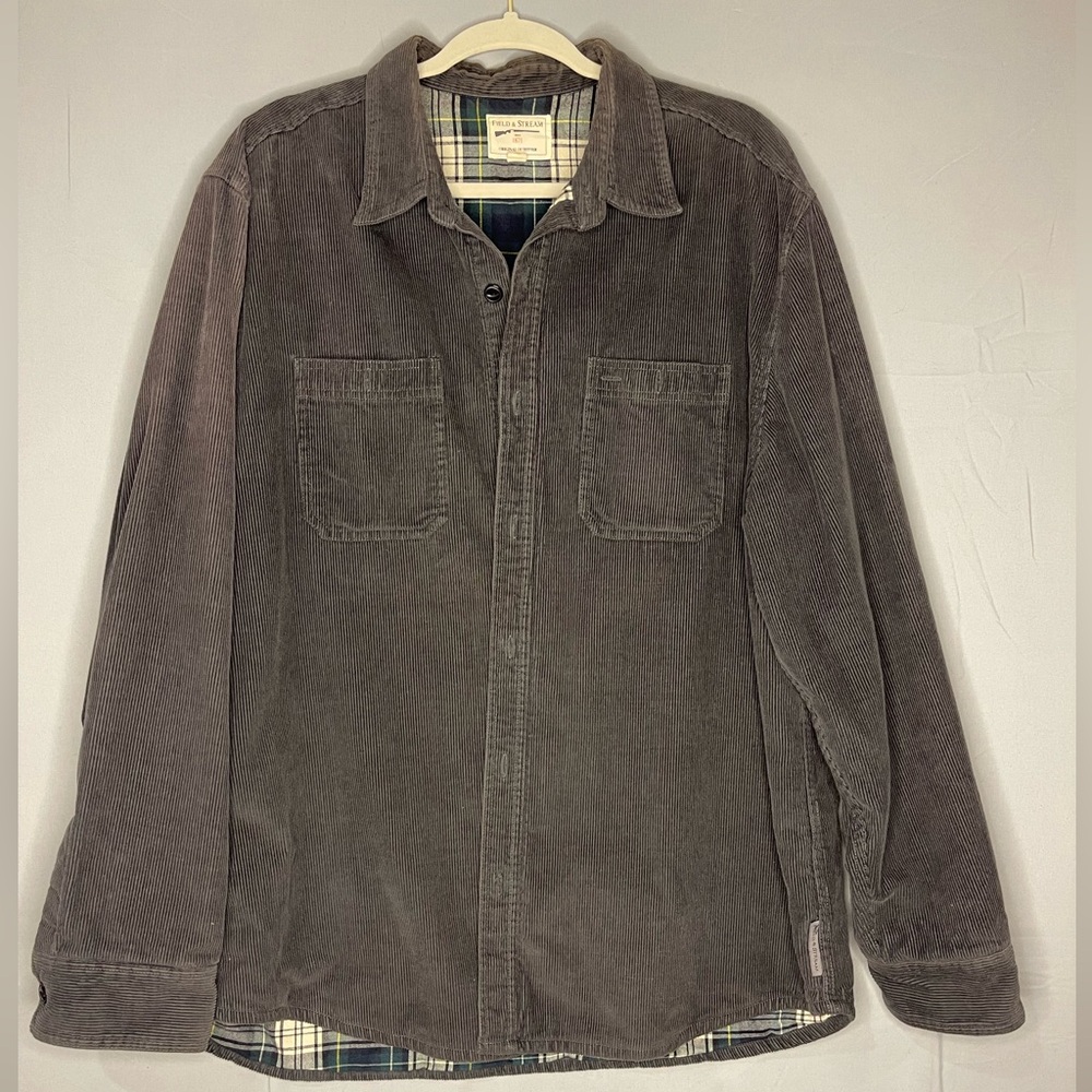 Field & Stream Men's Dark Gray Corduroy Shirt Jacket